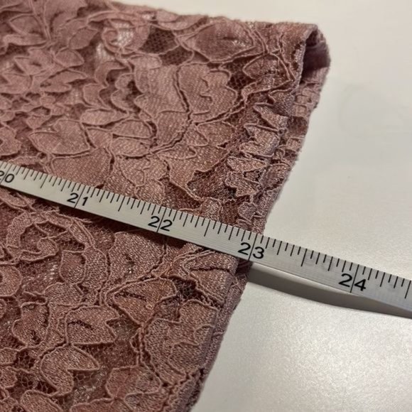 Pink stretchy long sleeve mock turtleneck lacy sheer blouse/top size medium - Picture 10 of 10